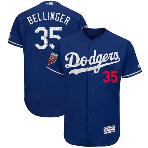 Dodgers #35 Cody Bellinger Blue 2018 Spring Training Authentic Flex Base Stitched MLB Jersey - Click Image to Close